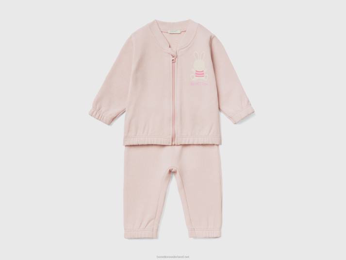 kinderen Benetton zweet sportoutfit zacht roze 4R625750