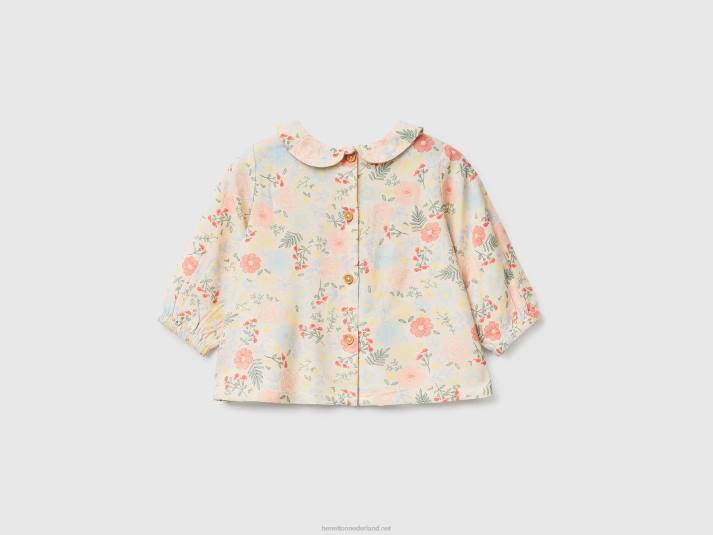 kinderen Benetton bloemenblouse van duurzame viscose veelkleurig 4R625903