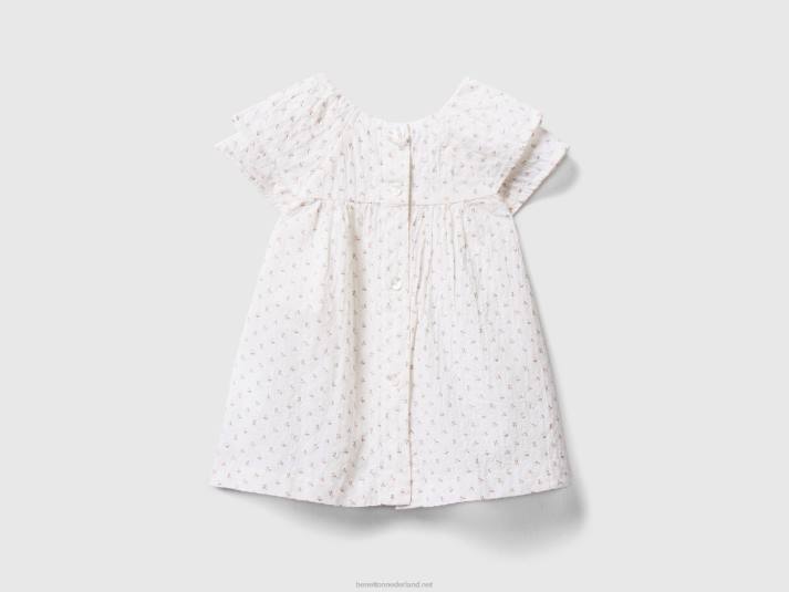 kinderen Benetton bloemenblouse van stretchkatoen wit 4R625902