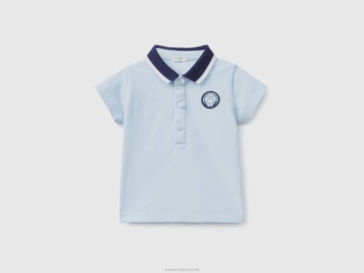 kinderen Benetton polo met korte mouwen en patch hemelsblauw 4R625900