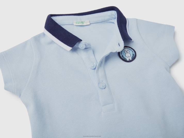 kinderen Benetton polo met korte mouwen en patch hemelsblauw 4R625900