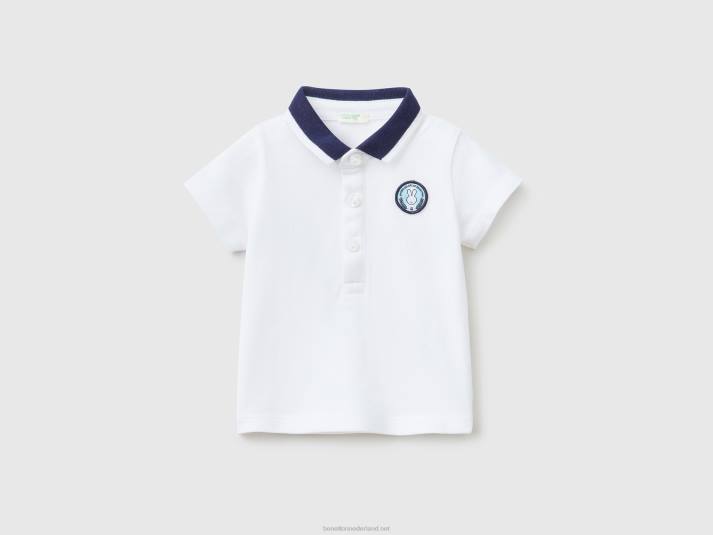 kinderen Benetton polo met korte mouwen en patch wit 4R623218