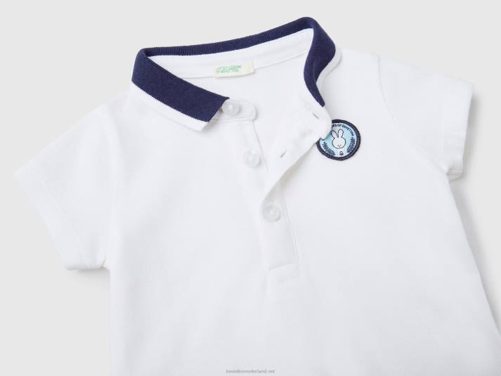kinderen Benetton polo met korte mouwen en patch wit 4R623218