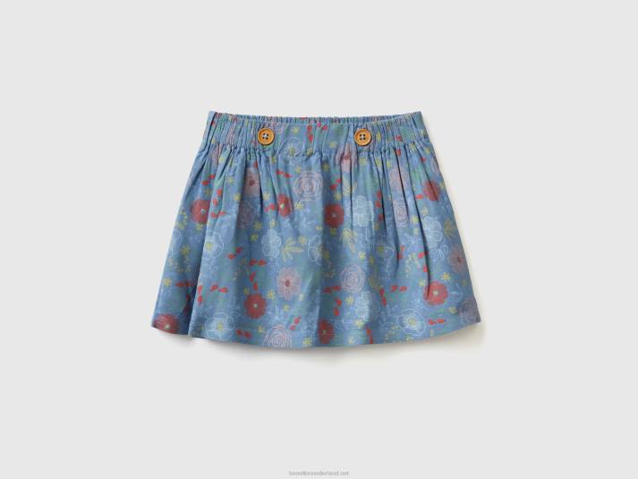 kinderen Benetton bloemenrok van duurzame viscose luchtmacht blauw 4R623290