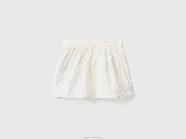 kinderen Benetton bloemenrok van stretchkatoen wit 4R623289