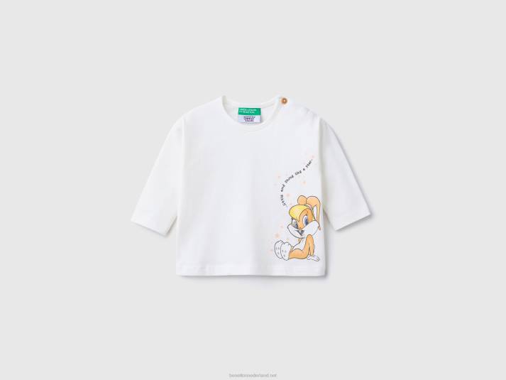 kinderen Benetton Looney tunes t-shirt van 100% katoen romig wit 4R625831