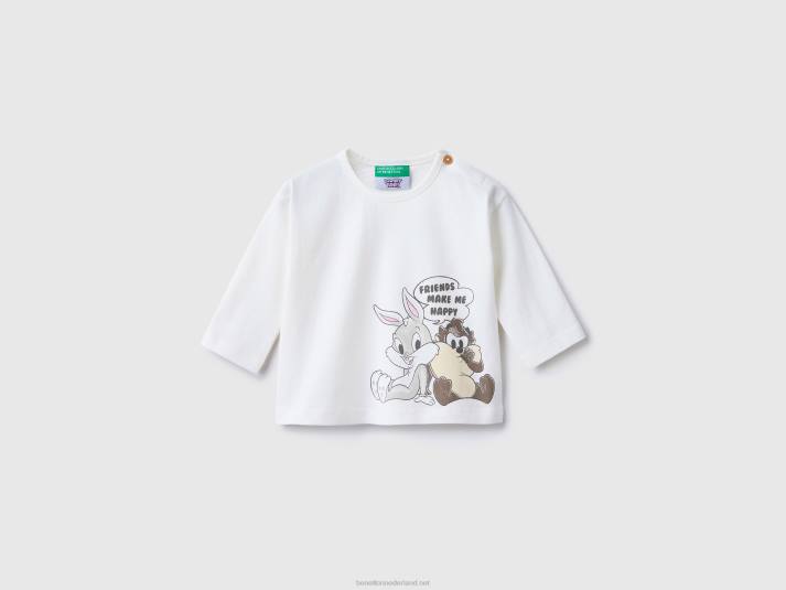 kinderen Benetton Looney tunes t-shirt van 100% katoen wit 4R623115