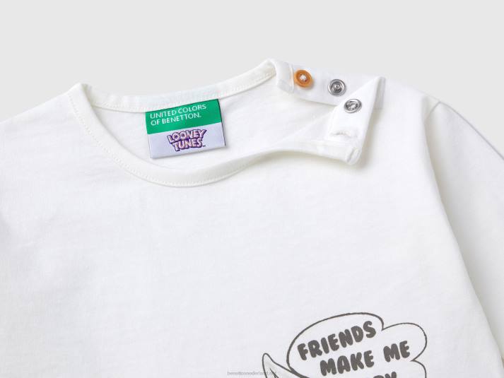 kinderen Benetton Looney tunes t-shirt van 100% katoen wit 4R623115