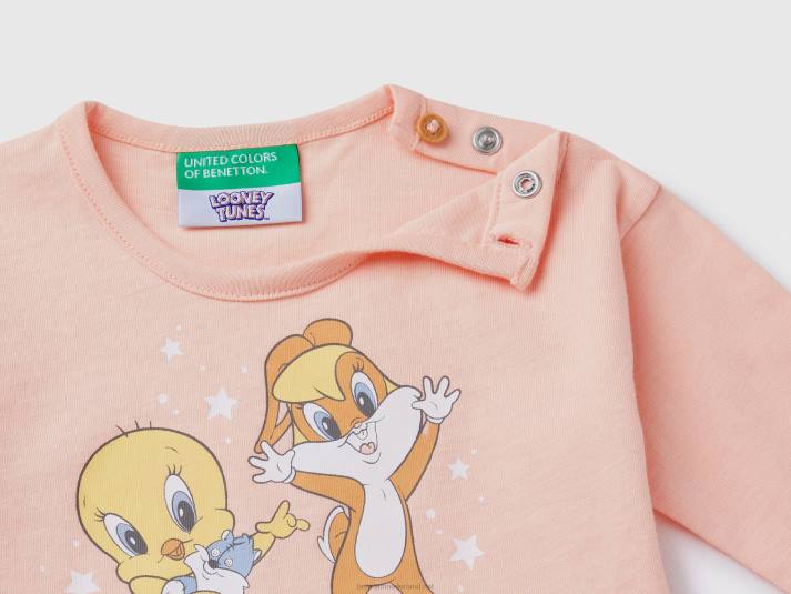 kinderen Benetton Looney tunes t-shirt van 100% katoen zacht roze 4R625857