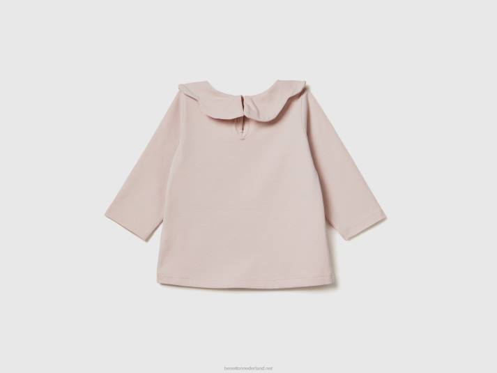 kinderen Benetton T-shirt met lange mouwen en kraag zacht roze 4R625793