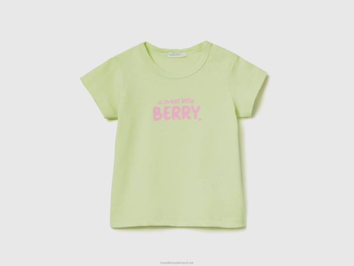 kinderen Benetton T-shirt van biologisch katoen met print limoen 4R625803