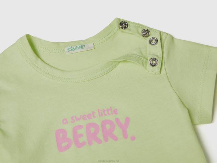 kinderen Benetton T-shirt van biologisch katoen met print limoen 4R625803