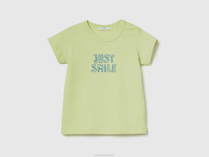 kinderen Benetton T-shirt van biologisch katoen met print limoen 4R625827