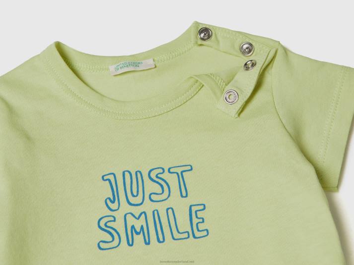 kinderen Benetton T-shirt van biologisch katoen met print limoen 4R625827