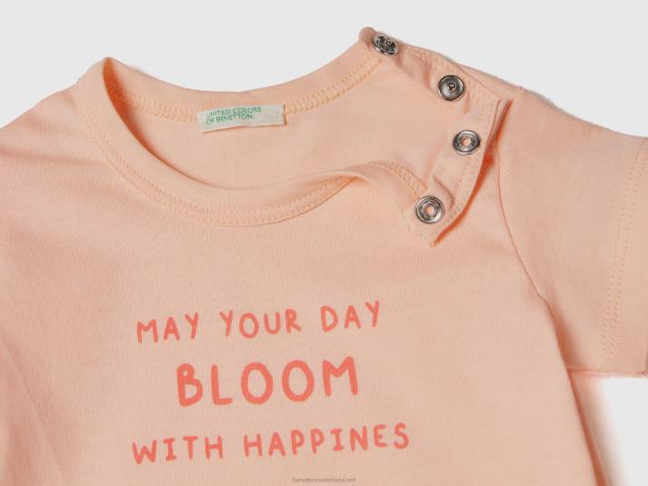 kinderen Benetton T-shirt van biologisch katoen met print zacht roze 4R623122