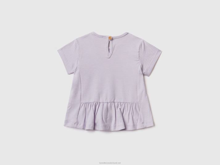 kinderen Benetton gestreept t-shirt met ruches lila 4R623119
