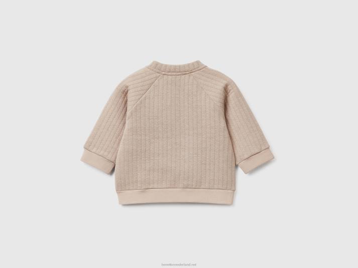 kinderen Benetton lichtgewicht sweatshirt met gewatteerde look beige 4R623132