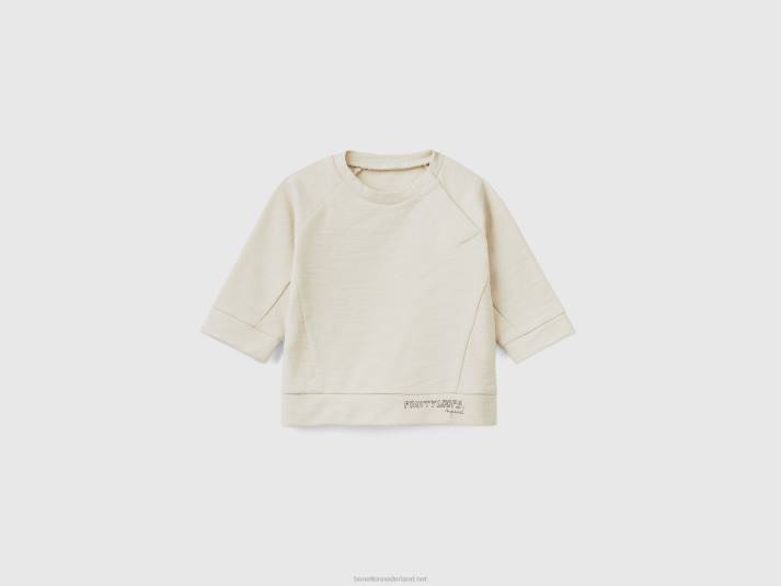 kinderen Benetton lichtgewicht sweatshirt van 100% katoen beige 4R625806