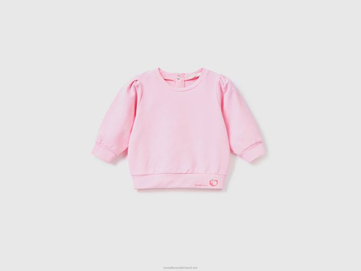 kinderen Benetton lichtgewicht sweatshirt van stretchkatoen roze 4R625777