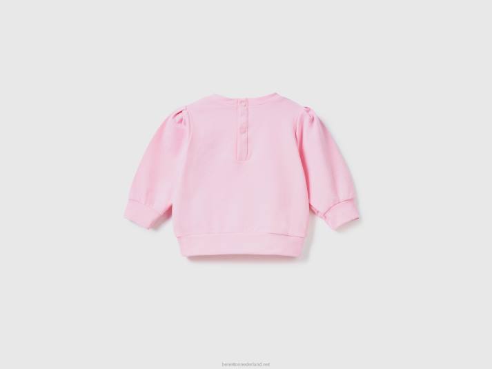 kinderen Benetton lichtgewicht sweatshirt van stretchkatoen roze 4R625777