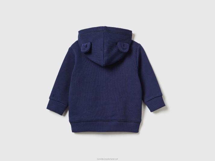 kinderen Benetton sweatshirt met capuchon van biologisch katoen donkerblauw 4R625864