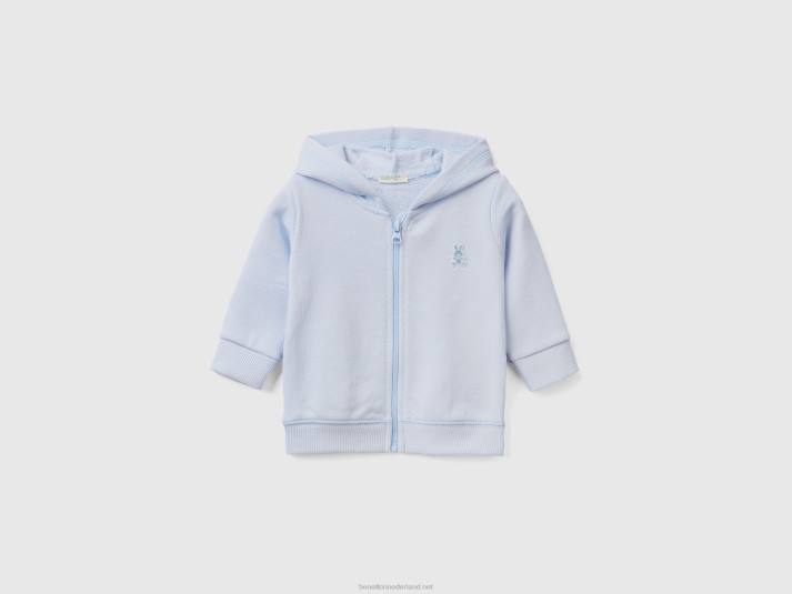 kinderen Benetton sweatshirt met capuchon van biologisch katoen hemelsblauw 4R625861