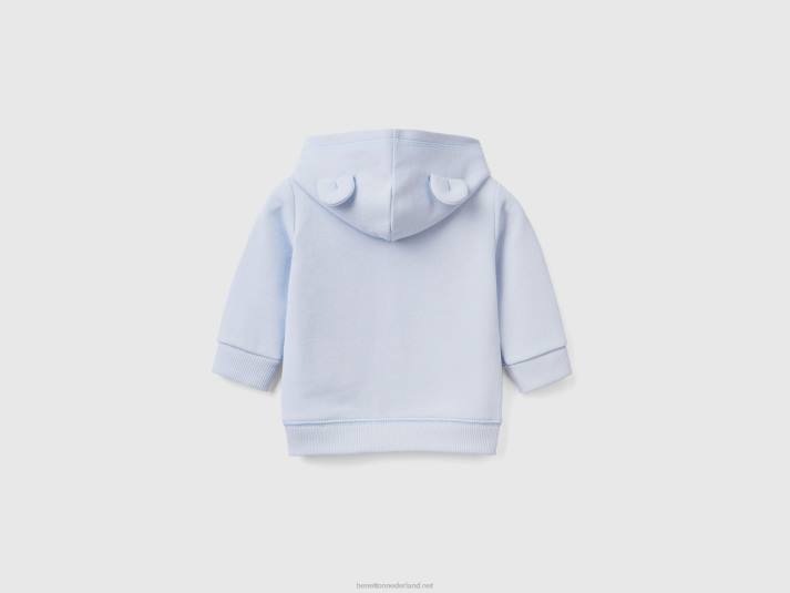 kinderen Benetton sweatshirt met capuchon van biologisch katoen hemelsblauw 4R625861