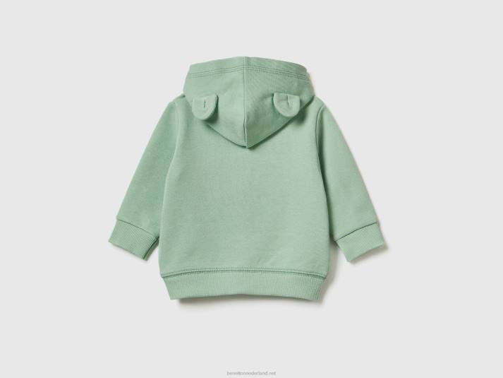 kinderen Benetton sweatshirt met capuchon van biologisch katoen licht groen 4R623156