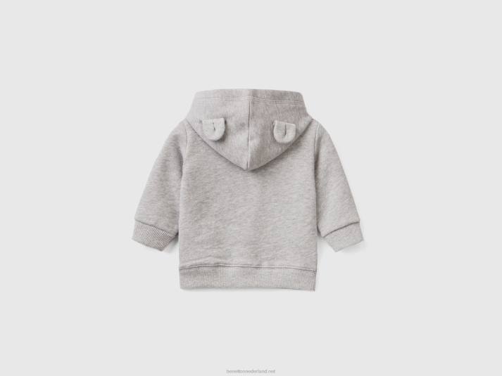 kinderen Benetton sweatshirt met capuchon van biologisch katoen lichtgrijs 4R625862