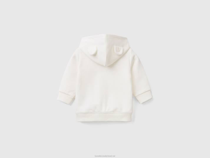 kinderen Benetton sweatshirt met capuchon van biologisch katoen romig wit 4R625865