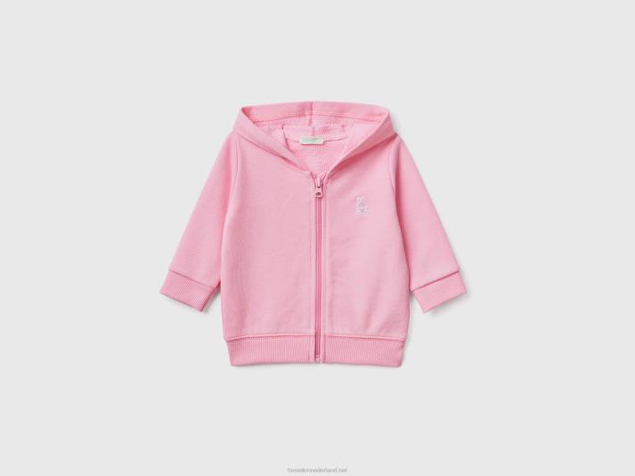 kinderen Benetton sweatshirt met capuchon van biologisch katoen roze 4R623113