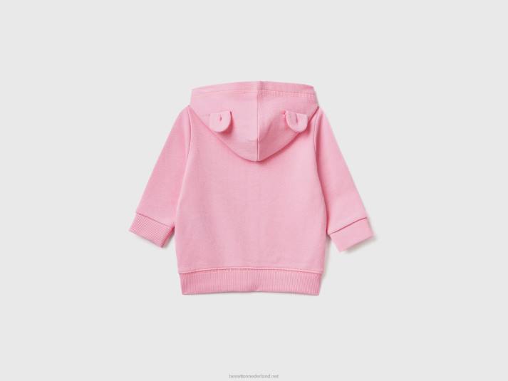 kinderen Benetton sweatshirt met capuchon van biologisch katoen roze 4R623113