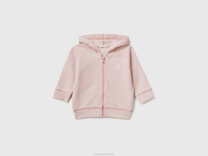 kinderen Benetton sweatshirt met capuchon van biologisch katoen zacht roze 4R625863