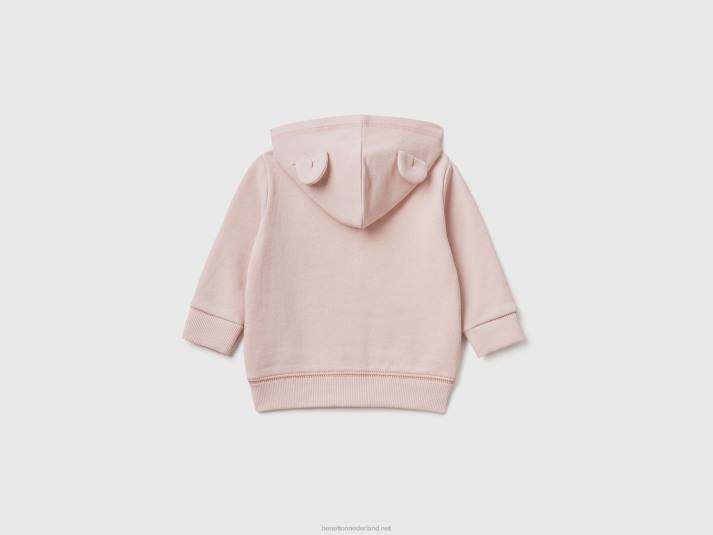 kinderen Benetton sweatshirt met capuchon van biologisch katoen zacht roze 4R625863