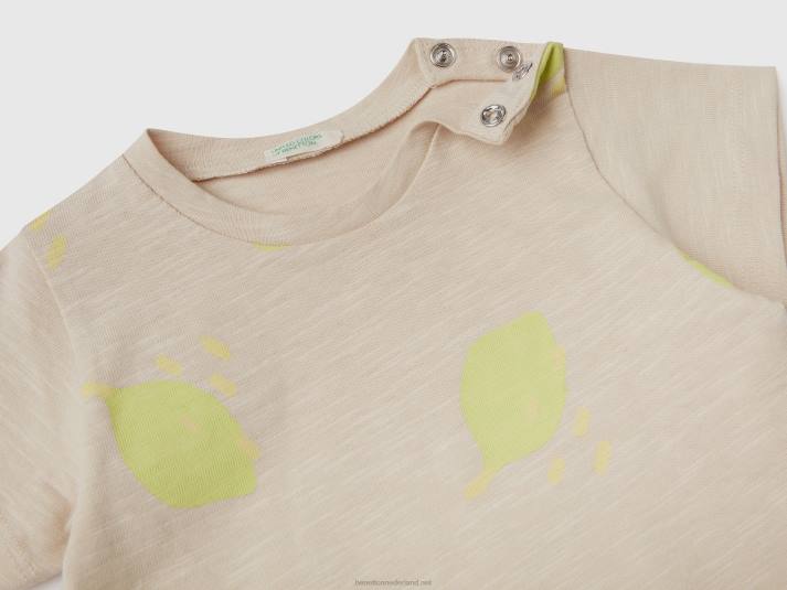 kinderen Benetton t-shirt met fruitprint beige 4R625774