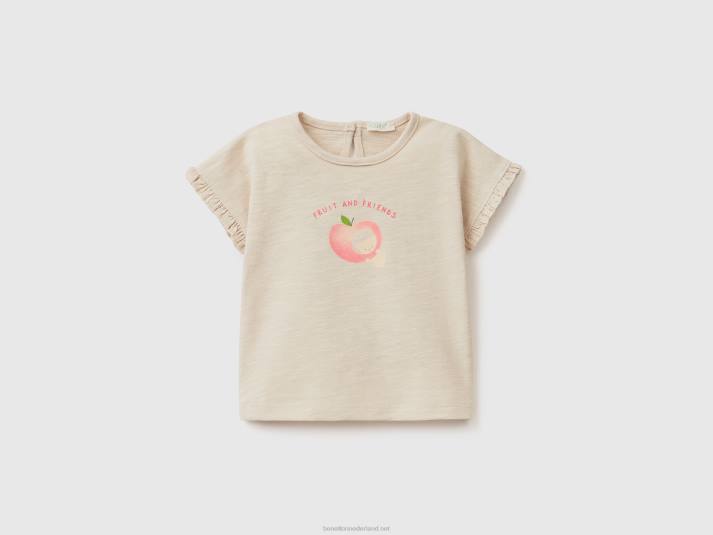 kinderen Benetton t-shirt met fruitprint beige 4R625830
