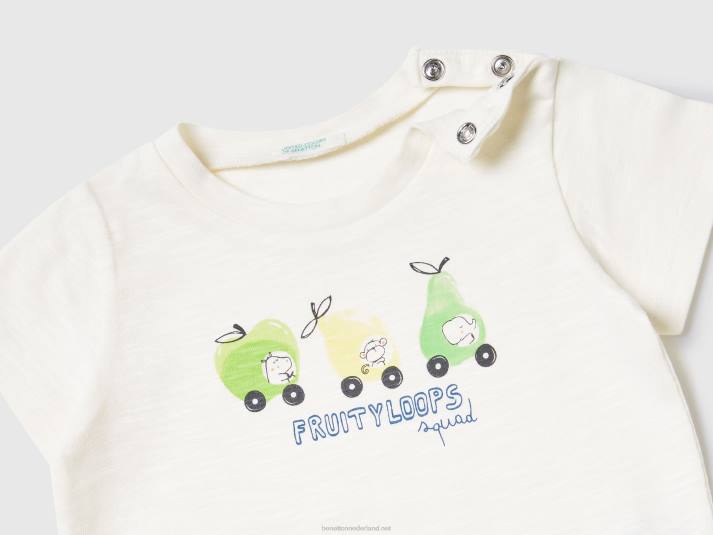 kinderen Benetton t-shirt met fruitprint romig wit 4R625855