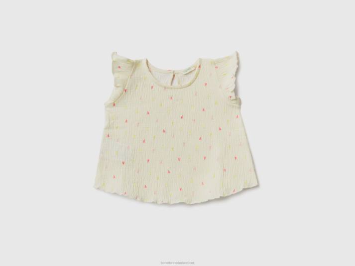 kinderen Benetton t-shirt met geometrisch patroon romig wit 4R625825
