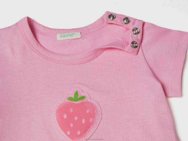 kinderen Benetton t-shirt met patch en print roze 4R625846