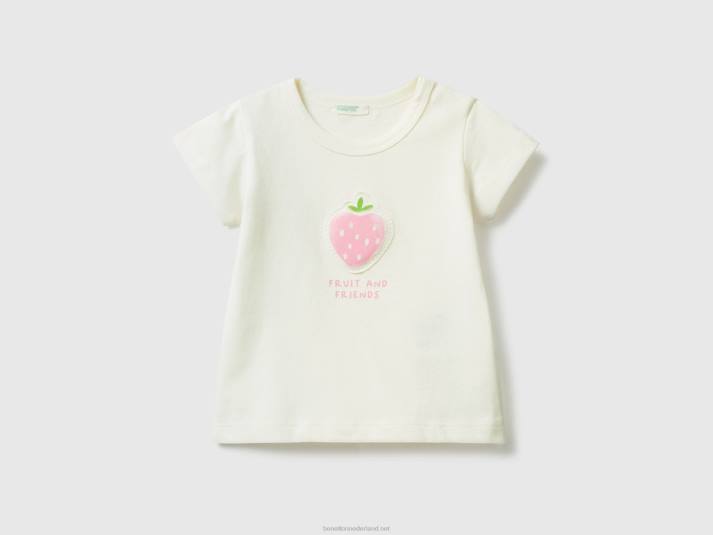 kinderen Benetton t-shirt met patch en print wit 4R625860