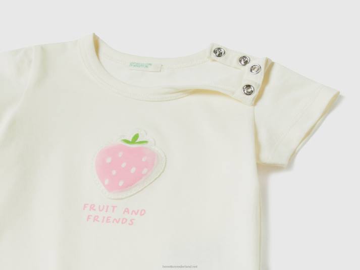 kinderen Benetton t-shirt met patch en print wit 4R625860