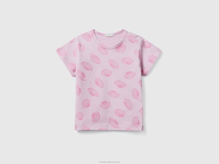 kinderen Benetton t-shirt met patroonprint zacht roze 4R625834