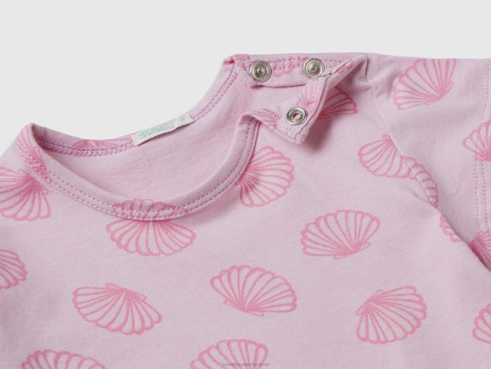 kinderen Benetton t-shirt met patroonprint zacht roze 4R625834