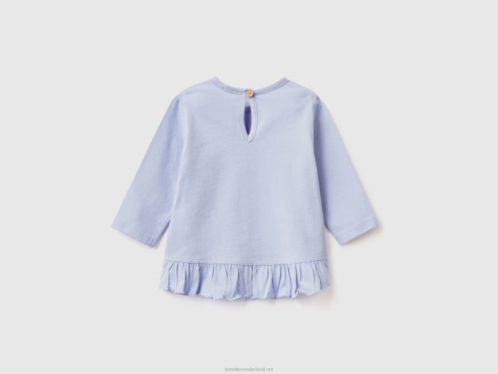 kinderen Benetton t-shirt met print en ruches hemelsblauw 4R625771