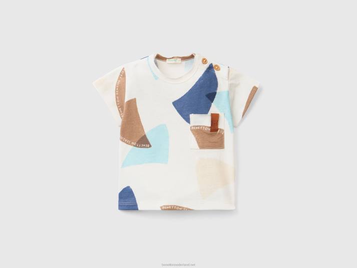 kinderen Benetton t-shirt met zeilprint wit 4R623126