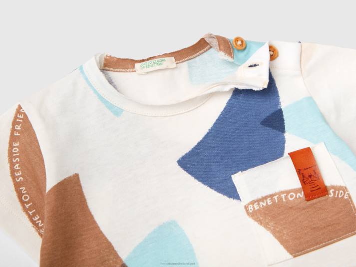 kinderen Benetton t-shirt met zeilprint wit 4R623126