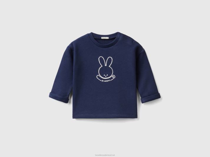 kinderen Benetton zacht sweatshirt van biologisch katoen met print donkerblauw 4R625815