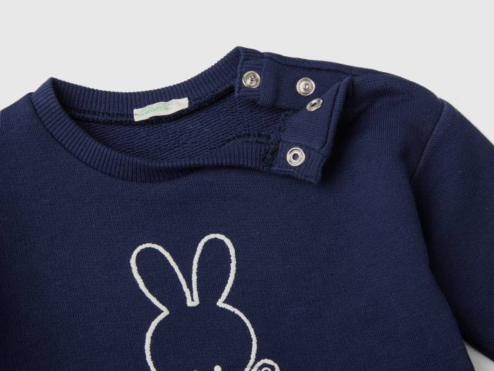 kinderen Benetton zacht sweatshirt van biologisch katoen met print donkerblauw 4R625815