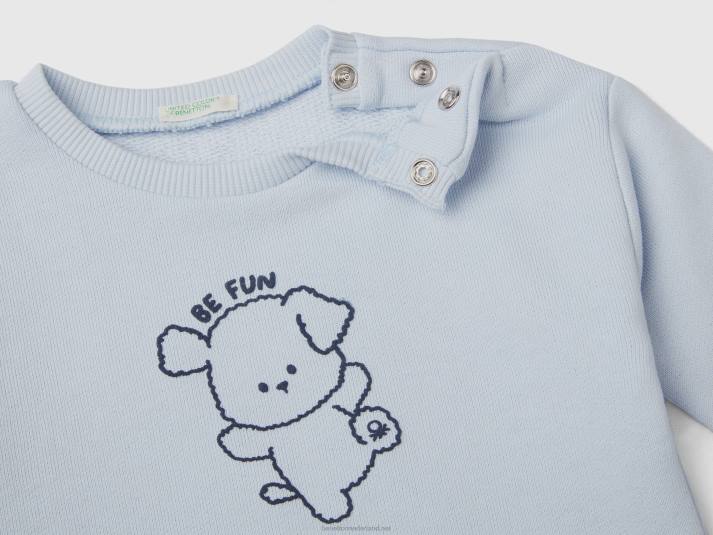 kinderen Benetton zacht sweatshirt van biologisch katoen met print hemelsblauw 4R623107
