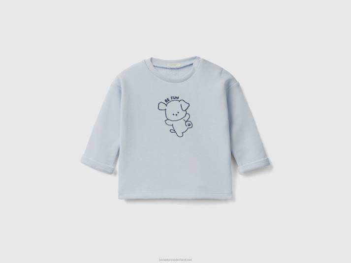 kinderen Benetton zacht sweatshirt van biologisch katoen met print hemelsblauw 4R625839